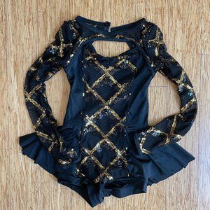 Weissman Medium Child 10/12 black and gold one piece